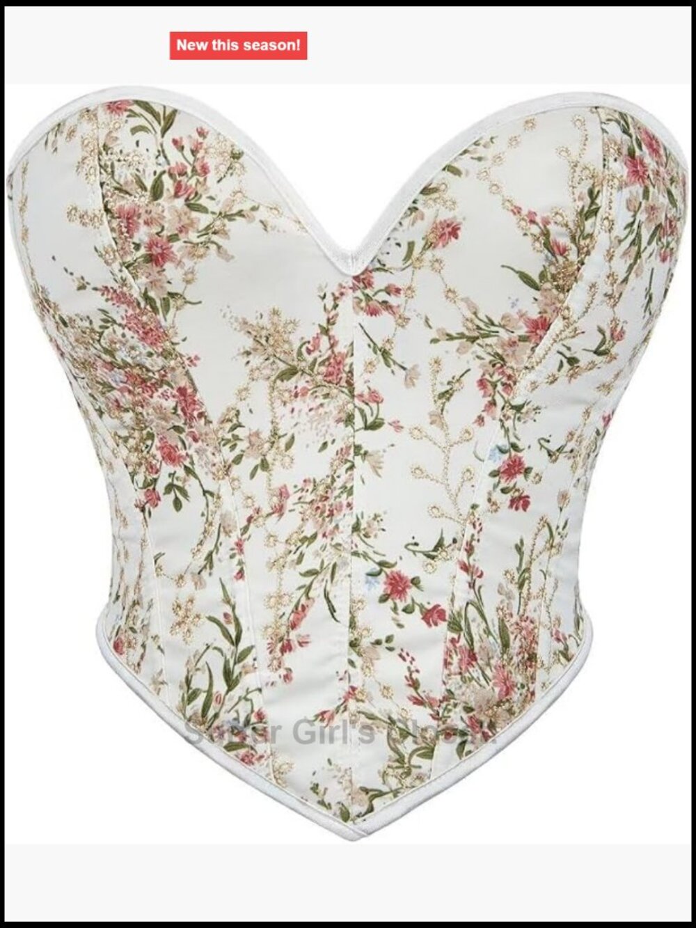Vintage Floral Strapless Overbust Boned Corset Top Lace Up Bustier Shapewear